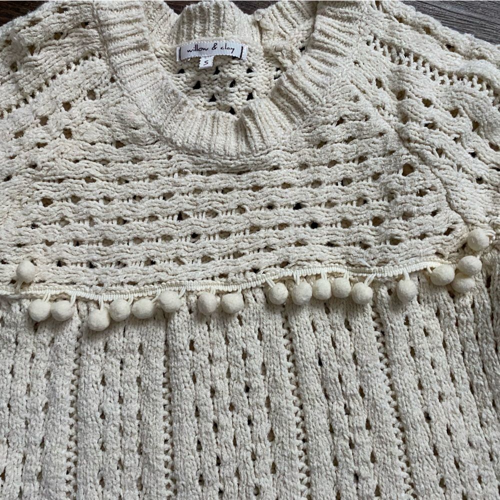 WILLOW & CLAY open-knit Crochet 
 sweater cottage chic soft delicate sz S EUC - Picture 15 of 15